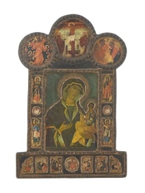 ANTIQUE RUSSIAN ORTHODOX MOTHER OF GOD TIKHVIN ICON