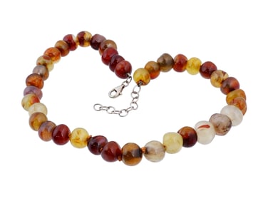 NECKLACE MADE OF NATURAL STONE BEADS W SILVER CLASP