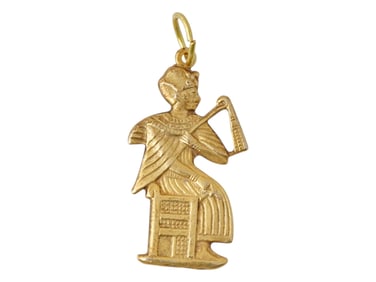 ANTIQUE EGYPTIAN GILT SILVER SEATED PHARAOH PENDANT
