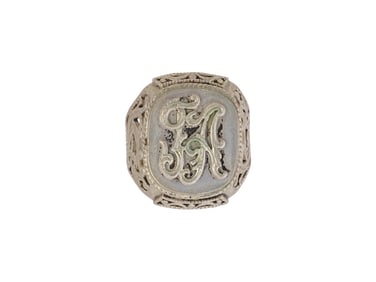 RUSSIAN SOVIET 875 SILVER RING WITH MONOGRAM