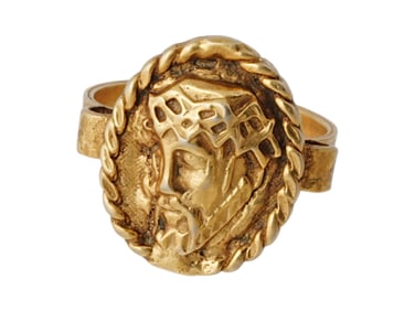1800 AD ANTIQUE HOLY LAND JESUS GOLD OVER METAL RING