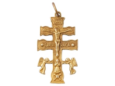 ANTIQUE BYZANTINE EMPIRE STYLE DOUBLE CROSS PENDANT