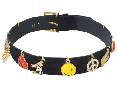 VINTAGE MOSCHINO JEANS SUEDE BELT WITH CHARMS