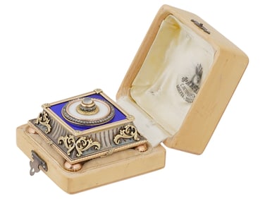 RUSSIAN GOLD ENAMEL PUSH BELL WITH DIAMONDS