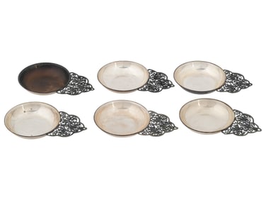 RUSSIAN SOVIET ROUNDED SILVER SAUCER CUPS WITH FILIGREE