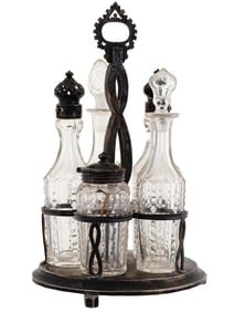 IMPERIAL RUSSIAN SILVER AND CUT GLASS TABLE SET