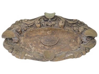 ORNATE SILVER ASHTRAY WITH BRAZILIAN COINS