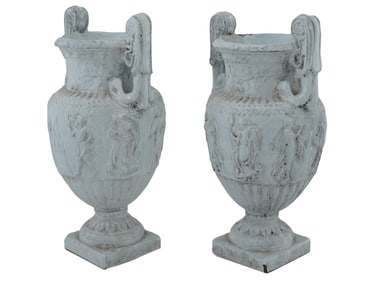 PAIR OF ITALIAN ABIGAILS NEOCLASSICAL PORCELAIN VASES