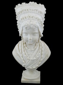 ANTIQUE ITALIAN MARBLE BUST SCULPTURE BY F G VILLA