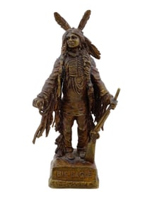 INDIAN MAN PATINA BRONZE SCULPTURE AFTER CARL KAUBA