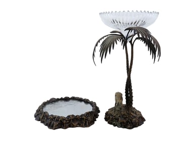 ENGLISH VICTORIAN SET OF PLATE CENTER PIECE W GLASS BOWL