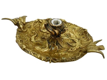 ANTIQUE FRENCH LOUIS XV STYLE GILT BRONZE INKWELL
