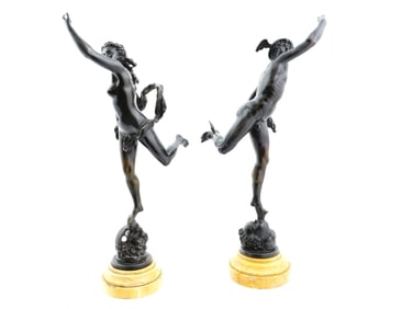 AFTER GIAMBOLOGNA BRONZE FIGURES HERMES AND FORTUNA