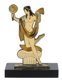 G. HALKIDES ENAMELED BRONZE GREEK WOMAN SCULPTURE