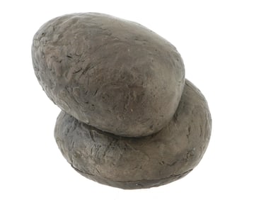 MODERN BRUTALIST ROUND STONES BRONZE SCULPTURE