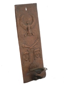 ETHNIC MANNER BRONZE WALL PLAQUE W CANDLE HOLDER