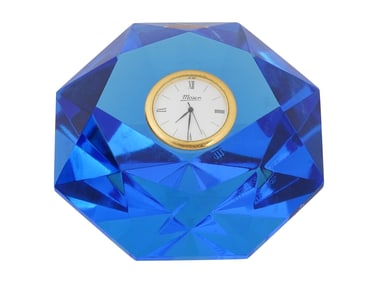 VINTAGE MOSER BOHEMIAN CRYSTAL TABLE CLOCK