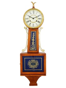 VINTAGE WOODEN BANJO WALL CLOCK WITH PENDULUM
