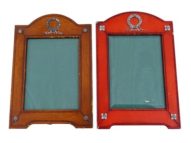 VINTAGE SILVER MOUNTED WOODEN PICTURE FRAMES