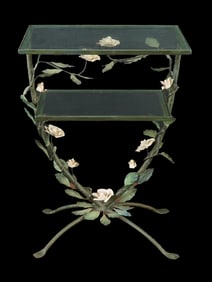 20TH C ART NOUVEAU MANNER FLORAL METAL GLASS TABLE