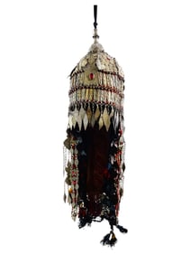 TURKMEN BRIDAL CEREMONIAL HEADDRESS W DECORATIONS