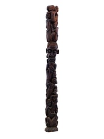 ANTIQUE AFRICAN CARVED WOODEN SCULPTURE W HUMAN FIGURES