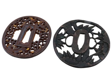 TWO ANTIQUE JAPANESE EDO PERIOD IRON TSUBAS