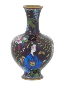 ANTIQUE JAPANESE CLOISONNE ENAMEL CABINET VASE