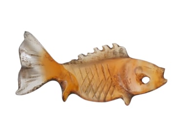 ANCIENT EGYPTIAN PTOLEMAIC HAND CARVED FISH PENDANT