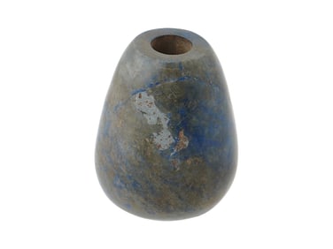 AN ANCIENT EGYPTIAN CARVED LAPIS LAZULI MACE HEAD