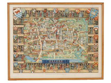 MID CENTURY PICTORIAL MAP OF OXFORD BY KERRY LEE