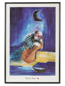 THOMAS MIKEL MIXED MEDIA PAINTING ON PRINT CLOWN