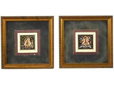 PAIR OF VINTAGE EUROPEAN ITALIAN COLOR LITHOGRAPHS