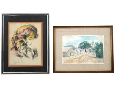 MOTHER AND CHILD LITHOGRAPH BY HYACINTHE KULLER