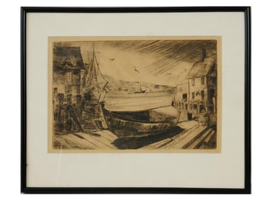 AMERICAN BOAT ETCHING BY STEPHEN GEORGE MANIATTY