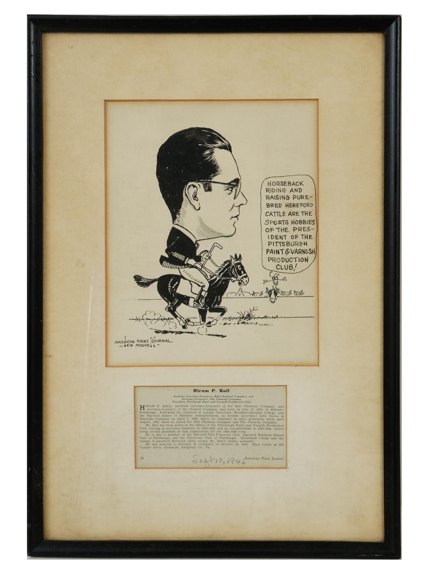 AMERICAN CARICATURE PRINT HIRAM BALL LEW MERRELL (1 of 6)