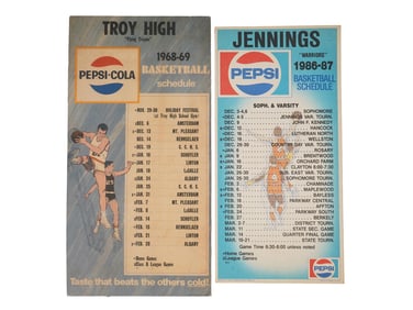 VINTAGE PEPSI COLA SCHOOL BASKETBALL SCHEDULE POSTERS