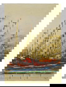 BRAZILIAN NAUTICAL OIL PAINTING SIGNED MEDEIROS