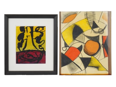 MODERN MIXED MEDIA ABSTRACT PAINTINGS FRAMED