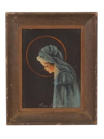 RELIGIOUS PAINTING FEMALE FIGURE ROSA MYSTICA