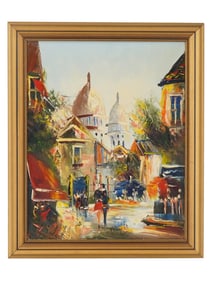 MODERN OIL PAINTING PARIS STREET SCENE 1976