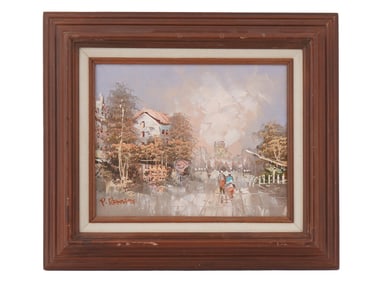PAUL RAMBERT EUROPEAN STREET SCENE OIL PAINTING
