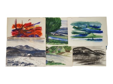 LOT OF EIGHT WATERCOLOR LANDSCAPE PAINTINGS