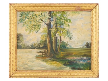 1938 AMERICAN LANDSCAPE OIL PAINTING SIGNED ROBINSON