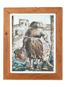 MID CENTURY MODERNIST OIL PAINTING FEMALE FIGURE