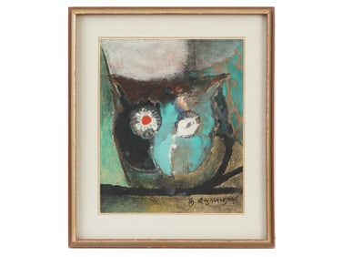 MODERNIST INDIAN GOUACHE PAINTING BY J BANERJEA