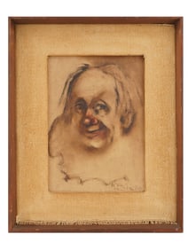 ANTIQUE OIL CLOWN PORTRAIT PAINTING BY M BLAKE