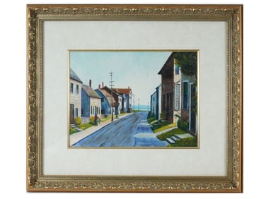 AMERICAN CITYSCAPE OIL PAINTING SIGNED DOUGHERTY