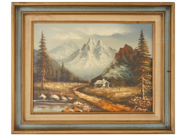 MOUNTAIN LANDSCAPE OIL PAINTING SIGNED J. PRAT