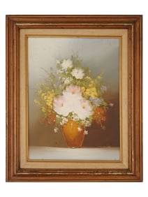VINTAGE FLORAL STILL LIFE OIL PAINTING SIGNED